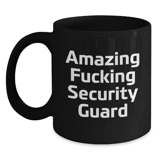 Funny Security Guard Gifts from Men, Black Coffee Mug for Security Guard, Amazing F--KING 'Security Guard' Christmas Unique - Main