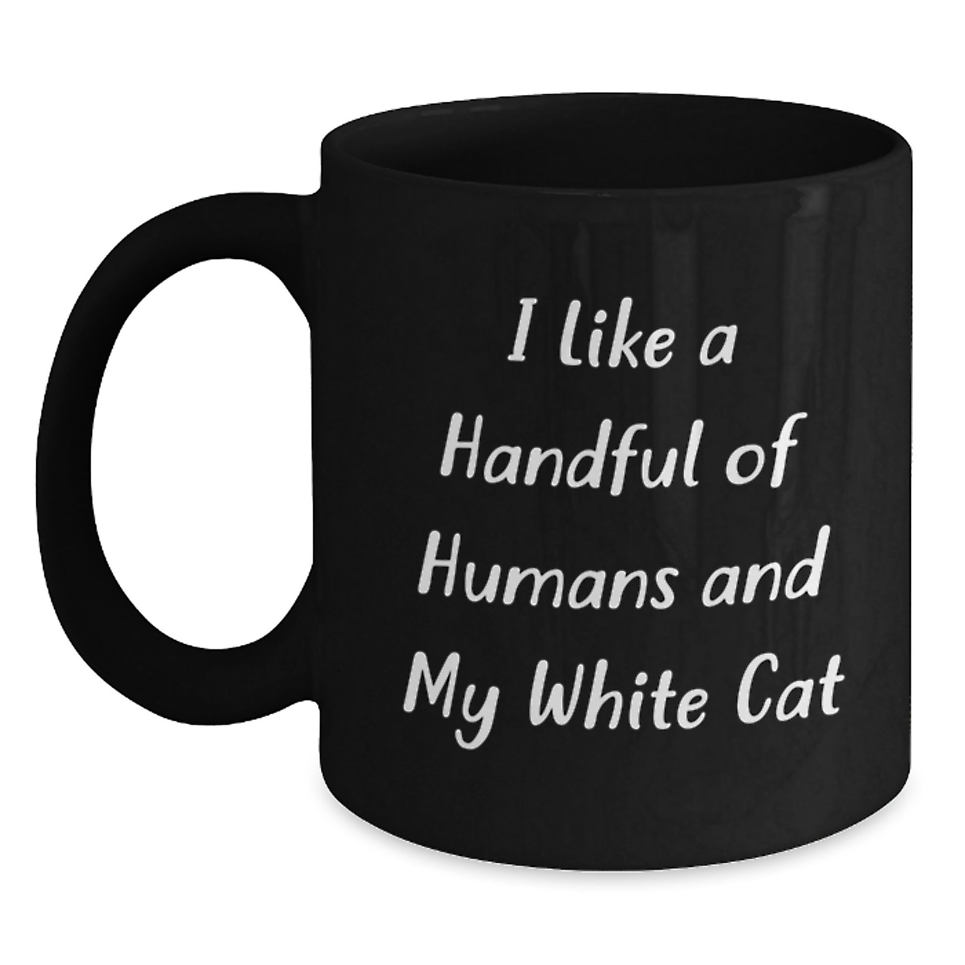 Funny White Cat Gifts for White Cat Lovers, Unique Black Coffee Mug, Christmas Unique Gifts from Friends to Friends - Main