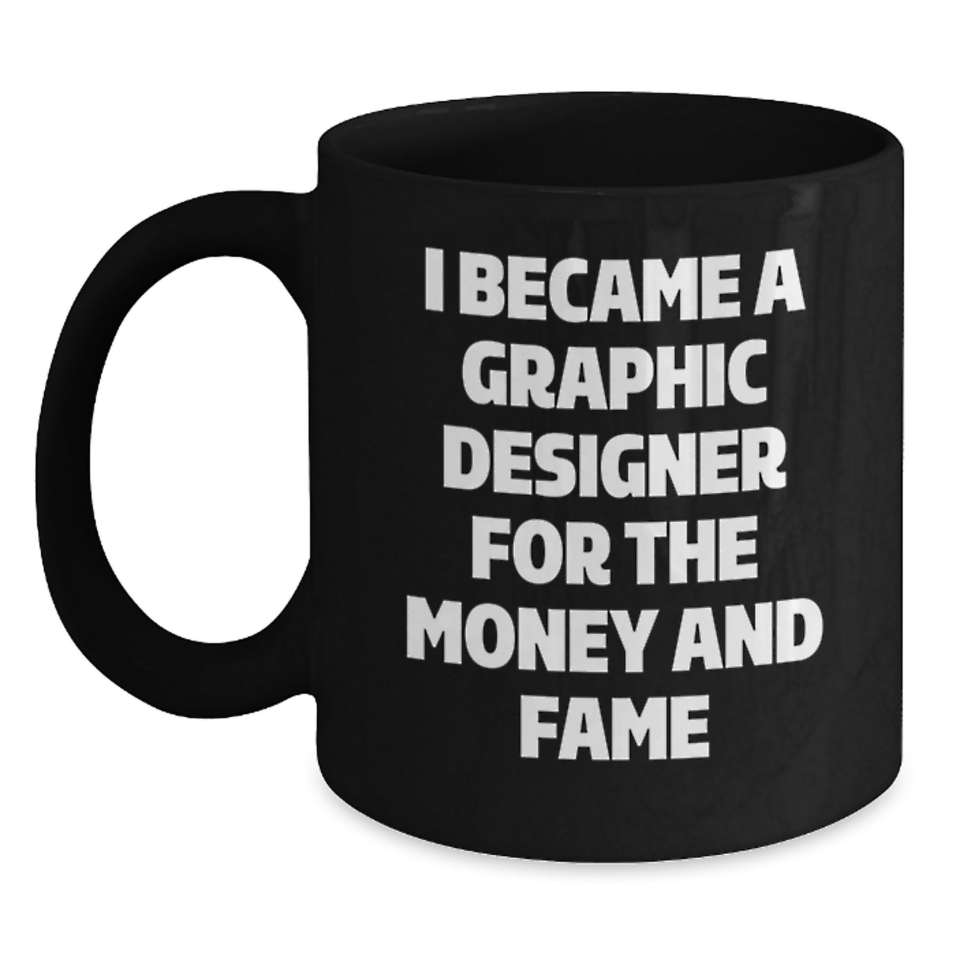 Funny Graphic Designer Gifts from Friends - I Became A Graphic Designer For The Money And Fame Christmas Unique Gifts for Men Women Coworkers Family Friends Black Coffee Mug - Main