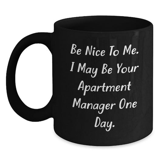 Funny Gifts from Family for Apartment Manager, Black Coffee Mug, Birthday Unique Gift Ideas for Men and Women - Main