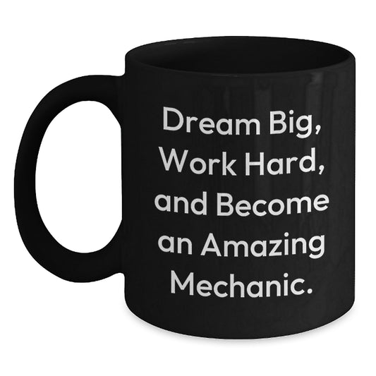 Inspirational Mechanic Gifts, Funny Quote Mugs for Mechanics, Gifts from Men to Mechanic Friends, Black Ceramic Coffee Mug, Graduation Unique Gifts - Main