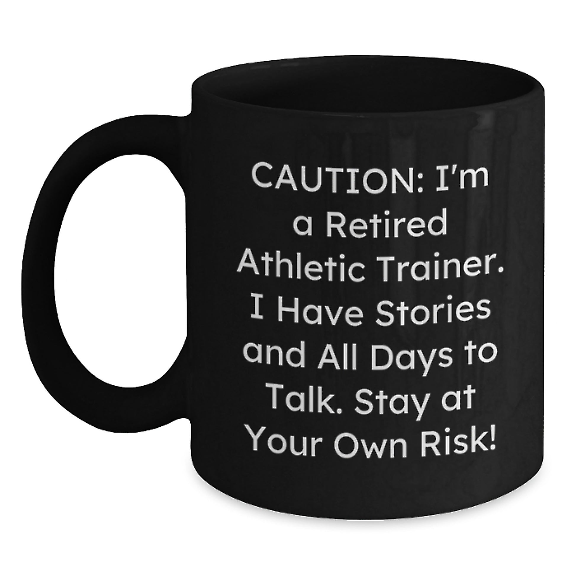 Funny Athletic Trainer Gifts for Men from Retired Trainers - Black Coffee Mug, 11oz or 15oz, Microwave and Dishwasher Safe, Graduation Unique Gifts from Family, Friends, or Coworkers - Main