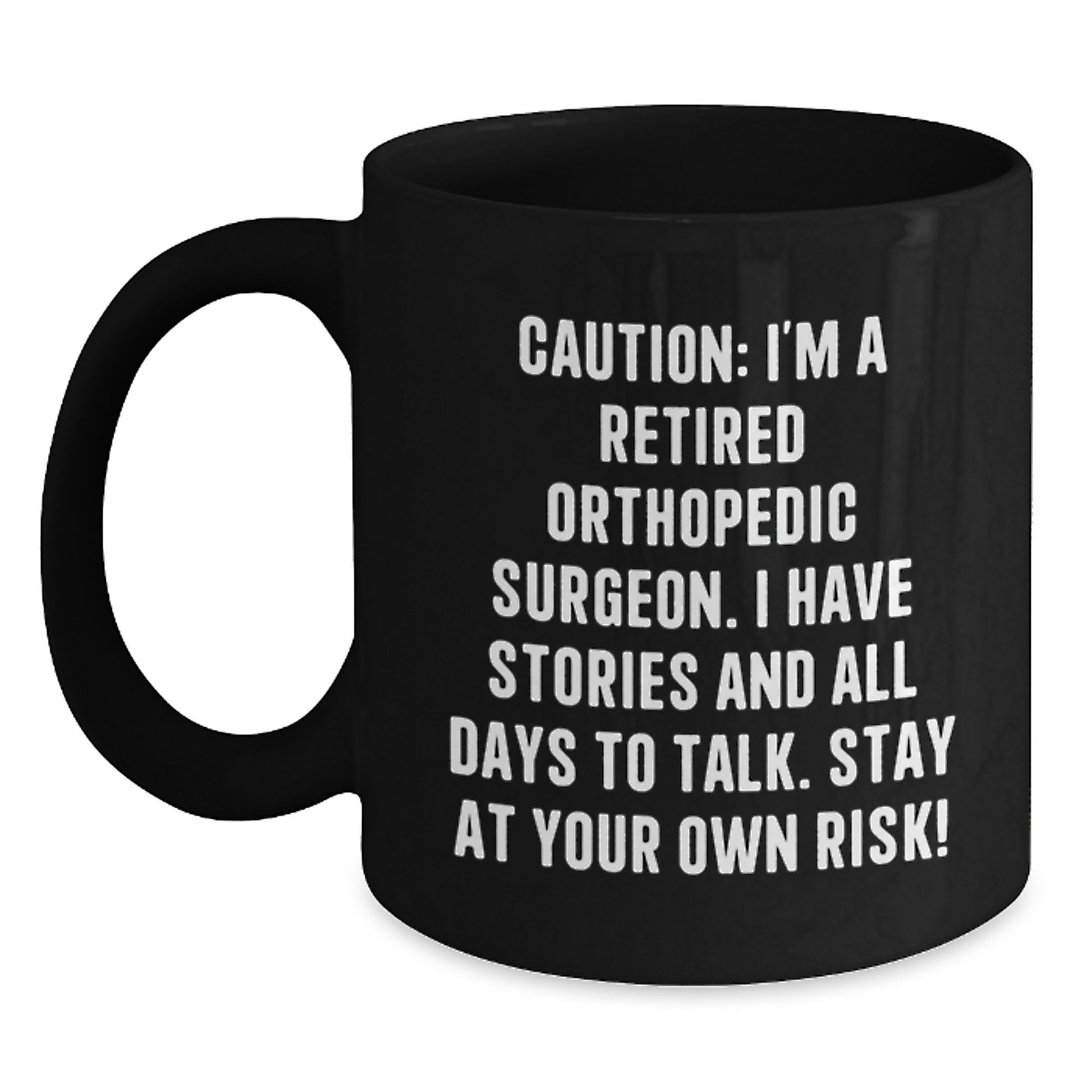 Funny Orthopedic Surgeon Gifts from Friends, Black Coffee Mug for Men, Christmas Unique Presents - Main