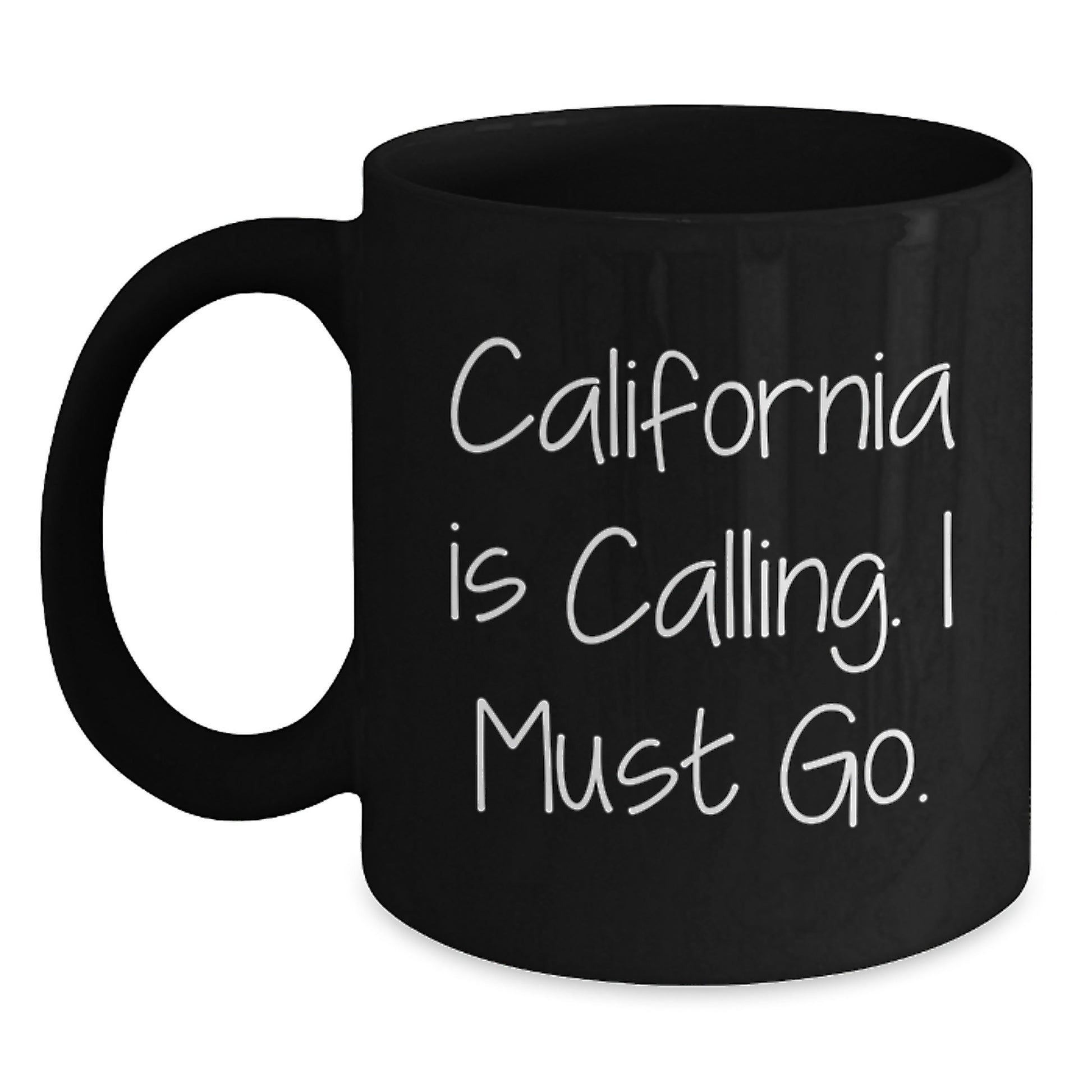 California is Calling Funny Gifts from California for Coworkers Black Coffee Mug - Main