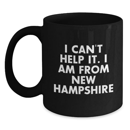 New Hampshire Christmas Unique Gifts for Men and Women - Funny Quote Black Coffee Mug - Gifts from New Hampshire to Family and Friends - Main