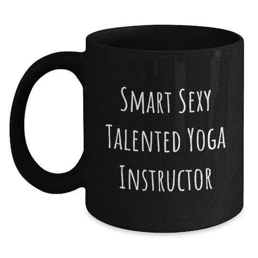 Yoga Instructor Gift Ideas, Funny Quote Black Coffee Mug, Birthday Unique Gifts from Friends, Gifts for Yoga Instructor Women - Main
