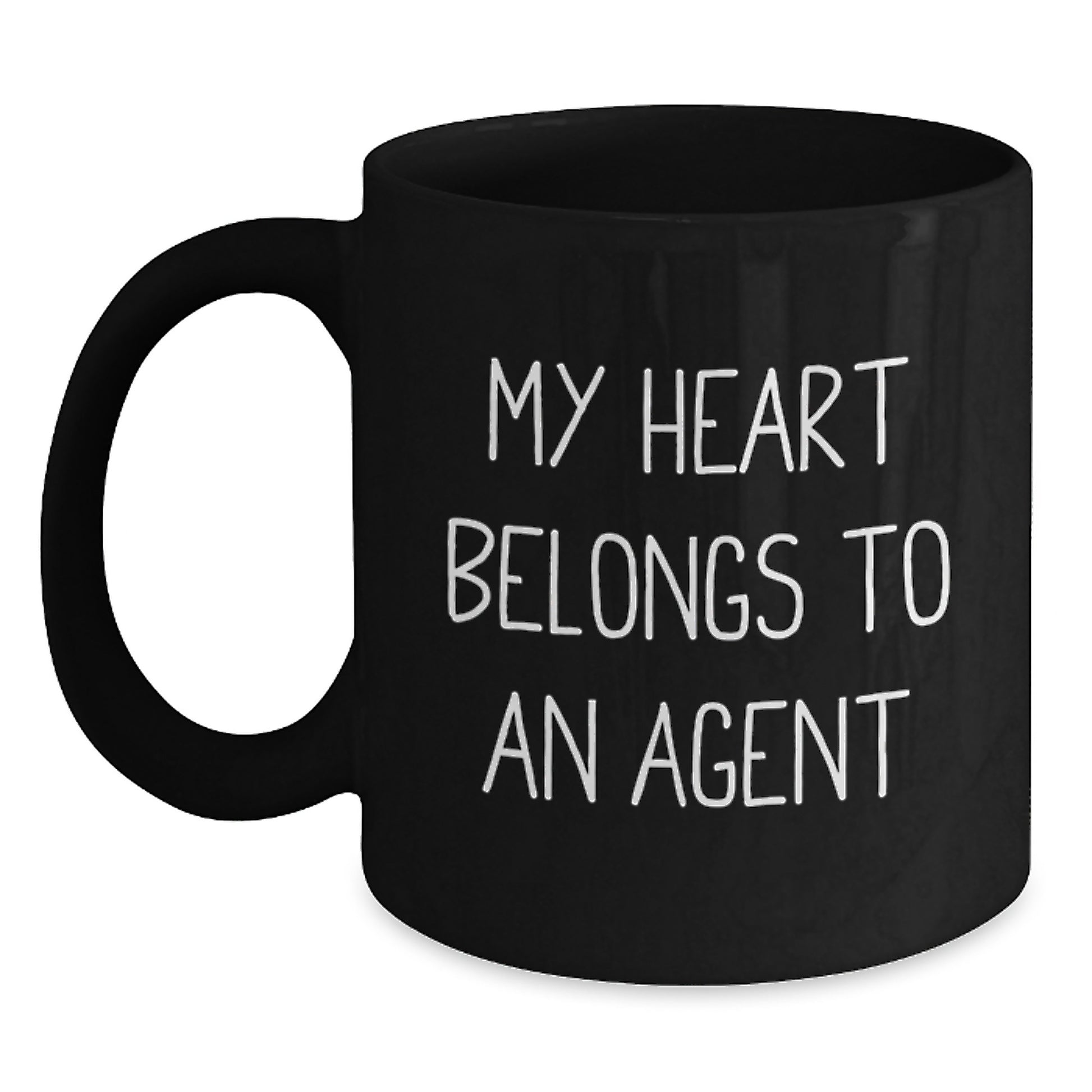 Funny Agent Gifts from Friends - My Heart Belongs To An Agent Black Coffee Mugs for Birthday Unique Gifts, Perfect for Coworkers or Family - Main