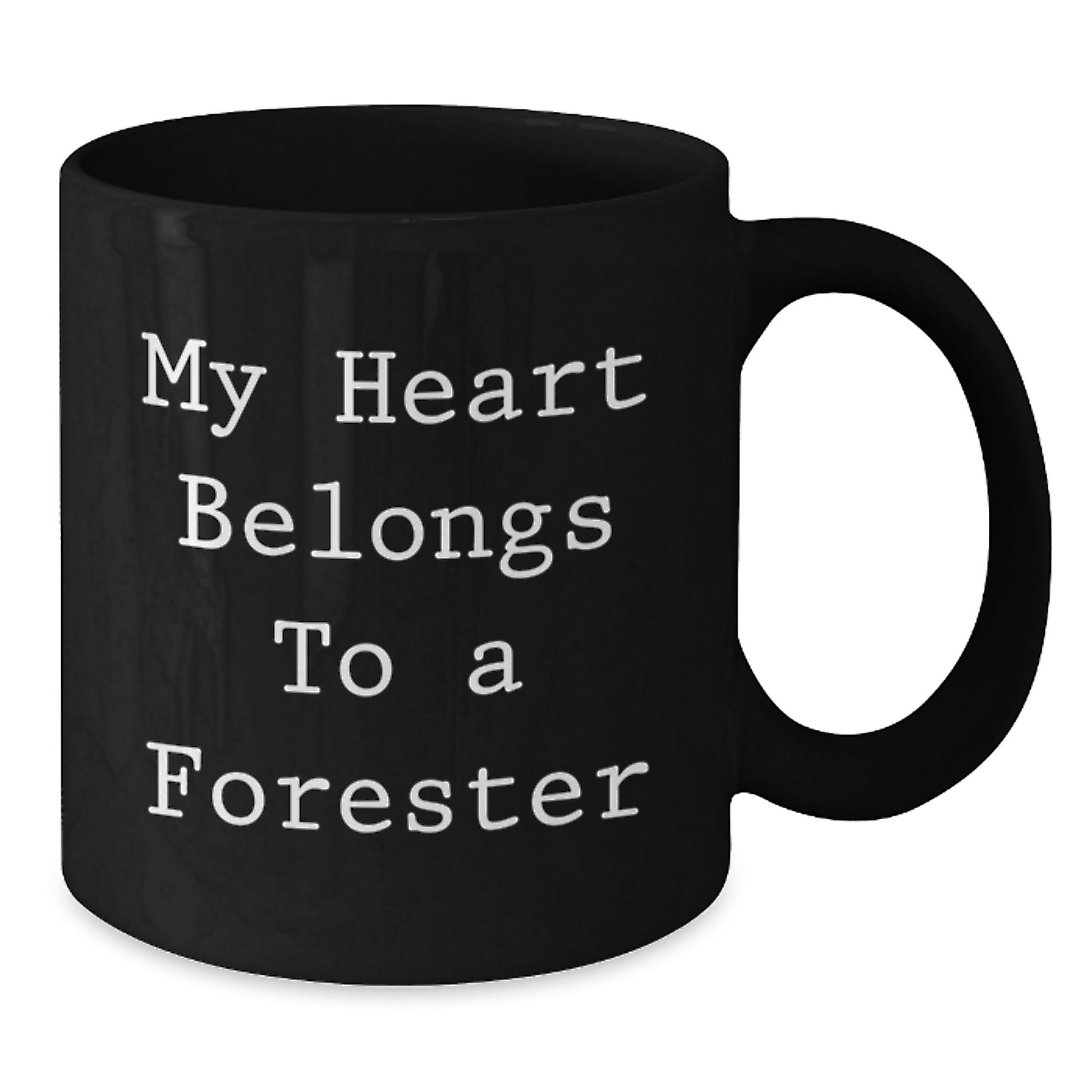 Funny Forester Gifts, My Heart Belongs To A Forester, Black Coffee Mug for Forester Enthusiasts, Birthday Unique Gifts from Family - Additional