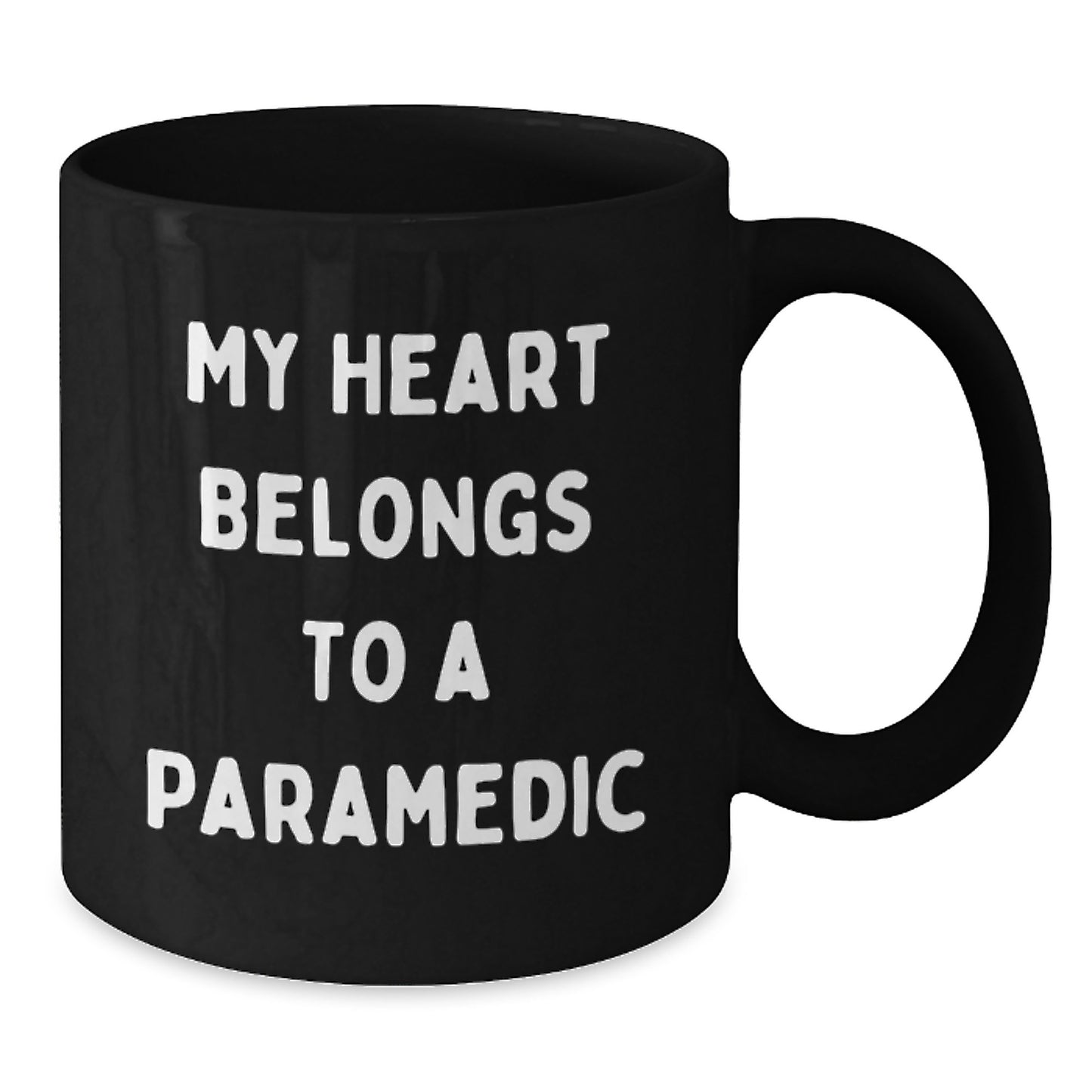 Funny Rescue Worker Gifts from Men to Rescue Workers, Black Coffee Mugs for Birthday, 'My Heart Belongs To A Rescue Worker' Quote - Additional