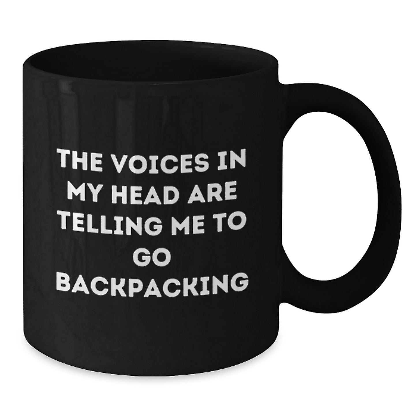 Funny Backpacking Gifts for Men and Women, Black Coffee Mug, The Voices In My Head Are Telling Me To Go Backpacking, Christmas Unique Mugs - Additional