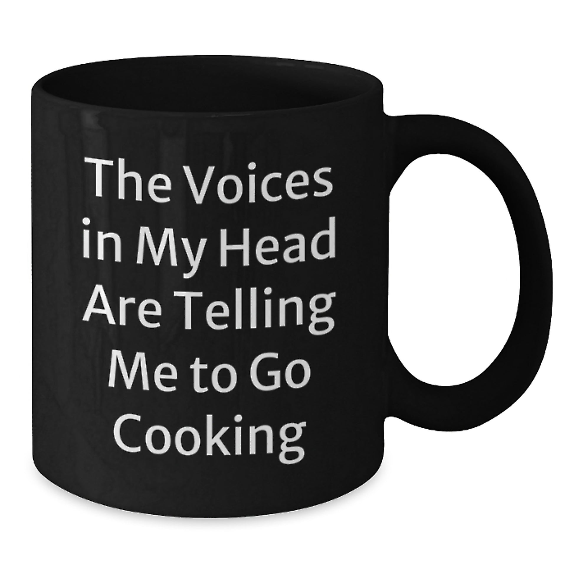 Funny Cooking Quotes Gifts for Men from Friends on Birthday, 'The Voices In My Head Are Telling Me To Go Cooking' Black Coffee Mug, 11oz or 15oz, Microwave and Dishwasher Safe - Additional