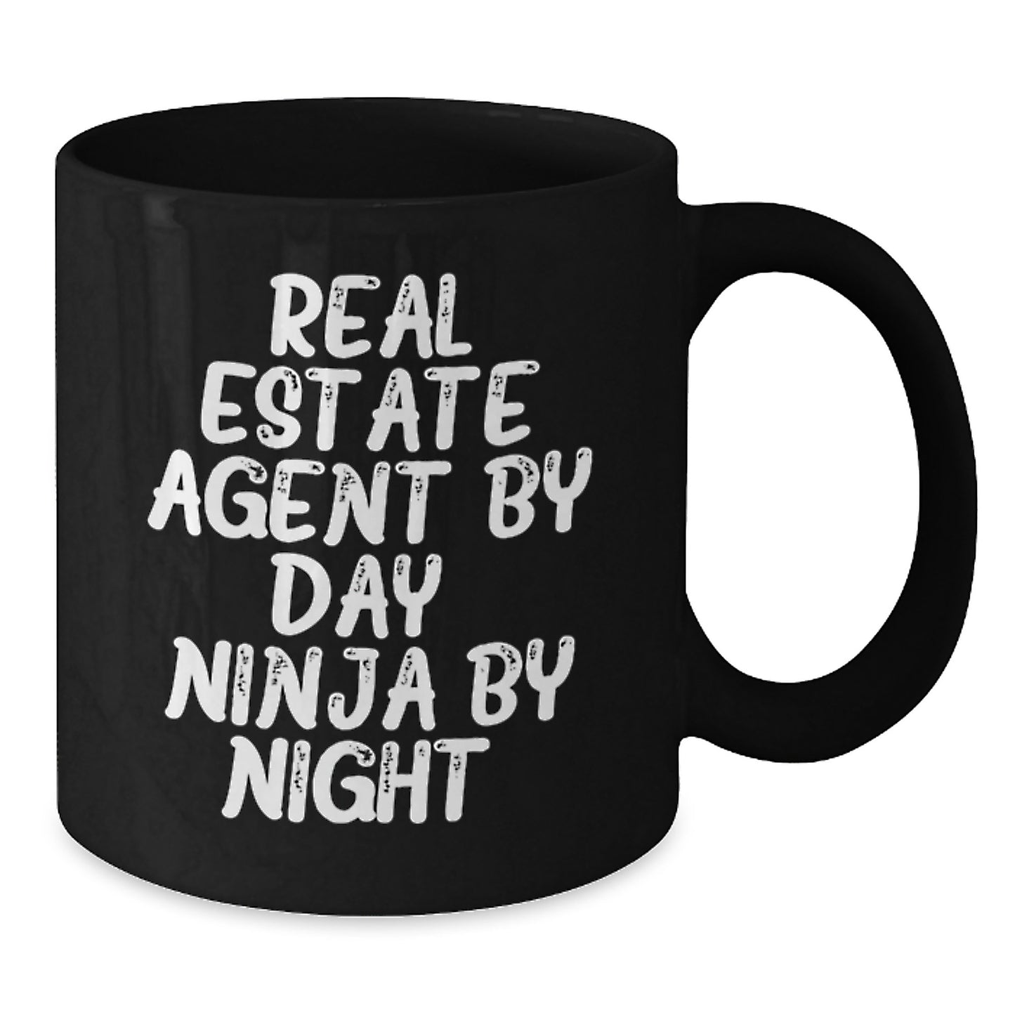 Real Estate Agent Funny Gifts from Coworkers for Christmas Unique Black Coffee Mug, Ninja by Night, Funny Quote, Black Ceramic Mug - Additional