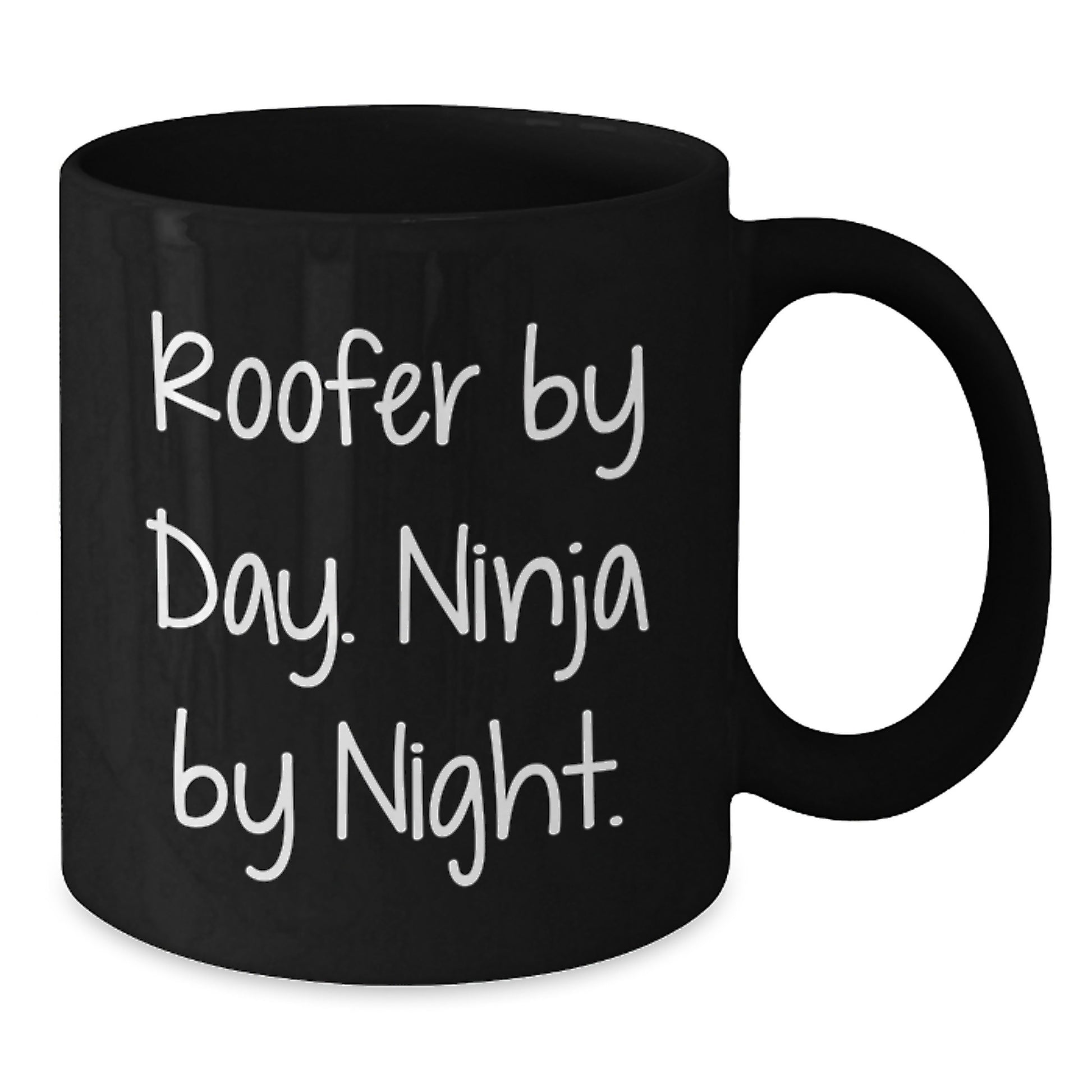 Roofer Humor Gifts from Men to Friends, Funny Black Coffee Mug for Birthday, 'Roofer By Day. Ninja By Night.' - Additional