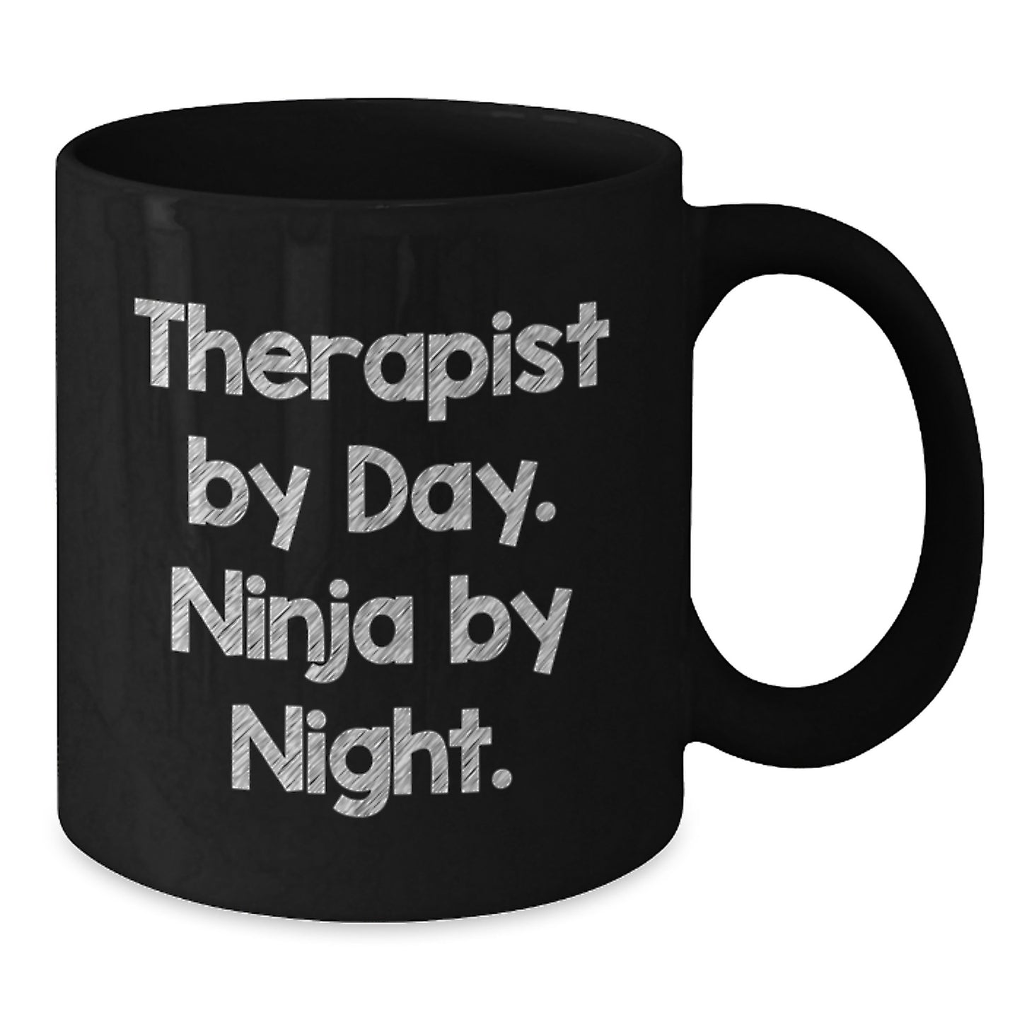 Therapist Gifts from Friends, Funny Quote on Black Coffee Mug, Birthday Unique Present, Therapist By Day. Ninja By Night. - Additional