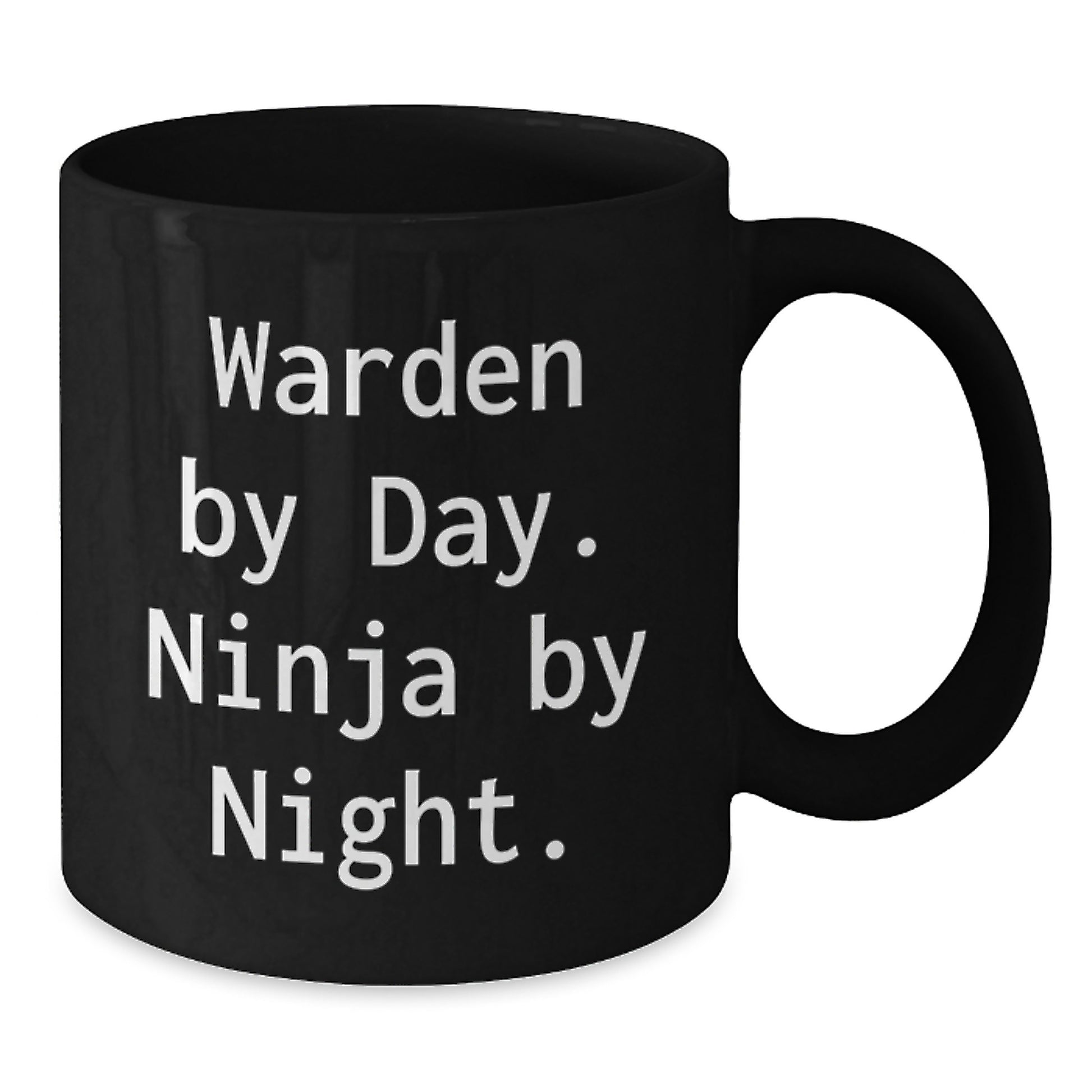 Warden By Day Ninja Gifts for Men, Warden Black Coffee Mug for Birthday, Funny Quote 'Warden By Day. Ninja By Night.' Gifts from Friends - Additional