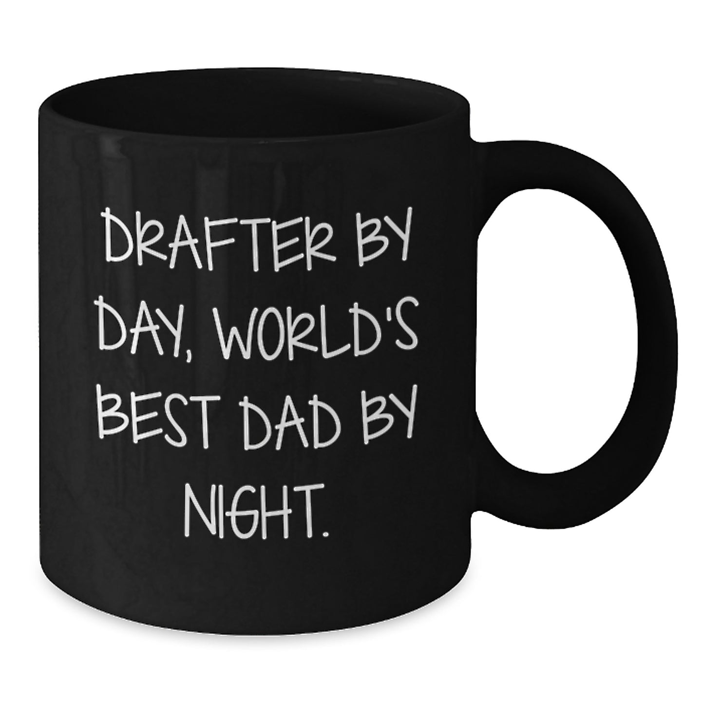 Drafter Gifts for Men, Funny Black Coffee Mug, Drafter By Day World's Best Dad By Night, Christmas Unique Gifts from Friends and Family - Additional
