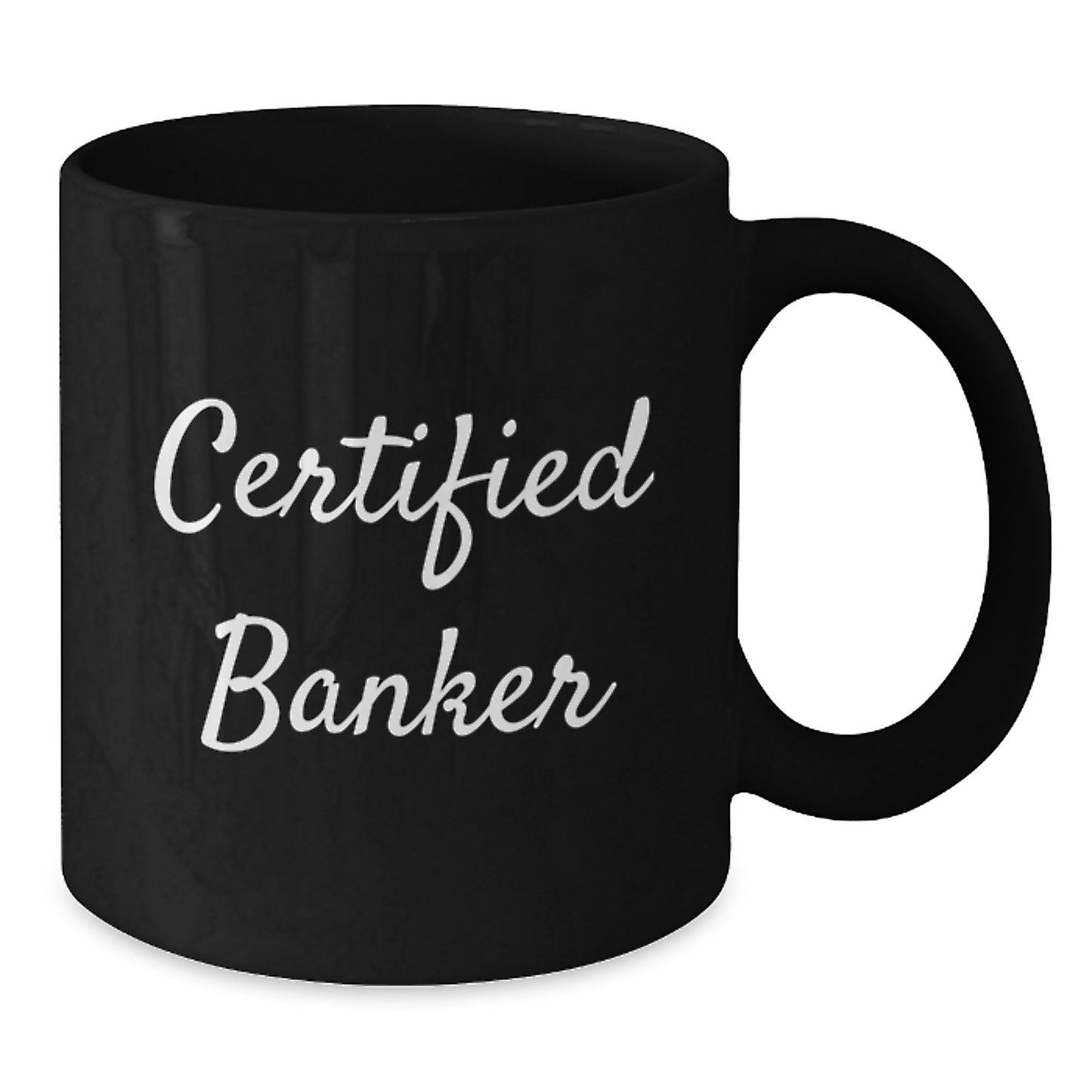 Funny Certified Banker Graduation Gift for Men - Black Coffee Mug with Inspirational Quote 'Good Luck' from Coworkers - Additional