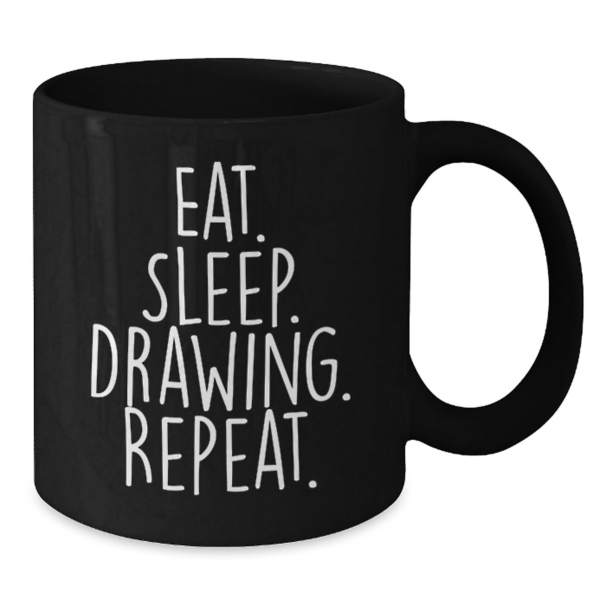 Funny Drawing Quotes Gifts from Friends, Gifts for Drawing Enthusiasts, Eat Sleep Drawing Repeat Black Coffee Mug - Additional