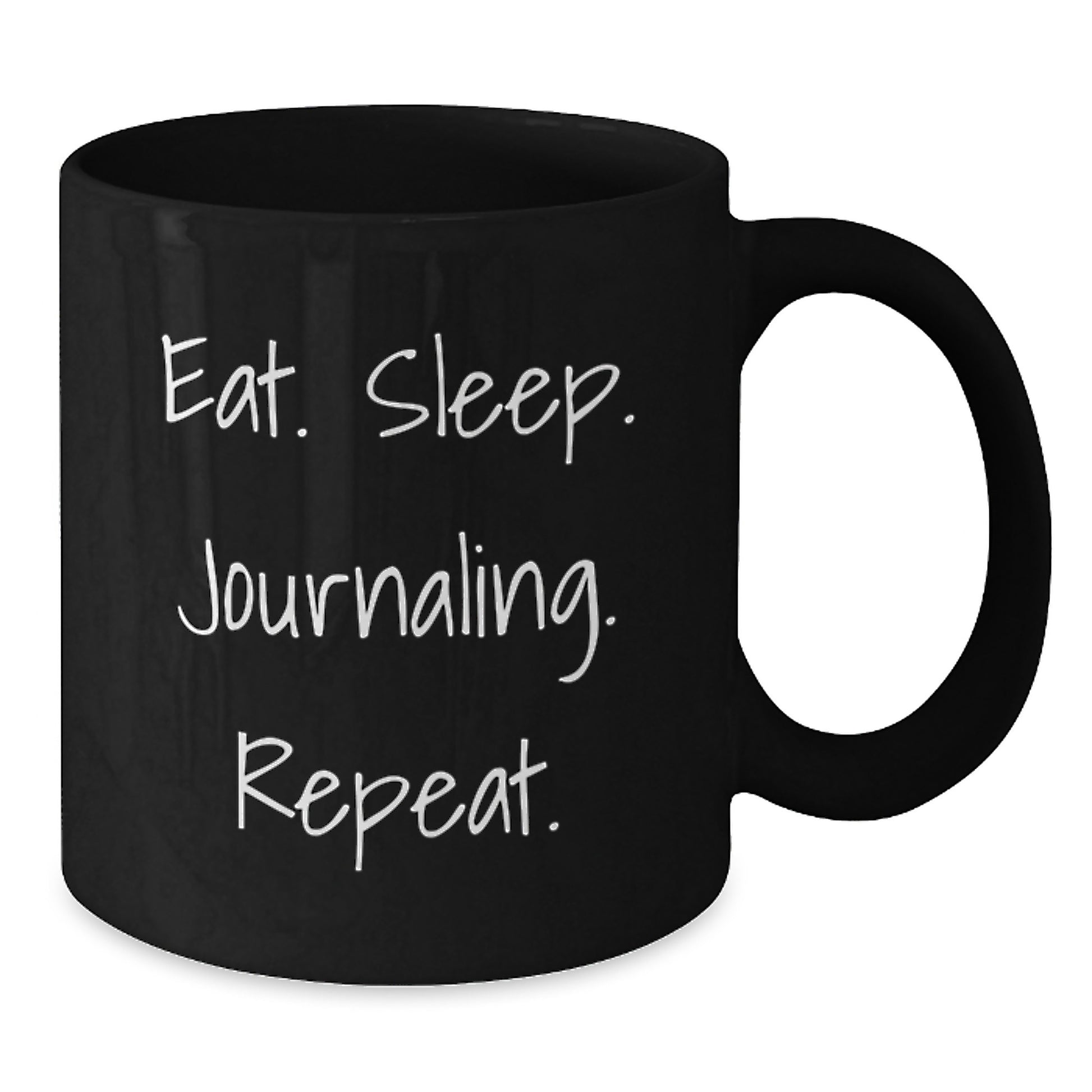 Funny Journaling Gifts for Men, Women, or Friends - Eat. Sleep. Journaling. Repeat. on Black Ceramic Mug for Birthday - Additional