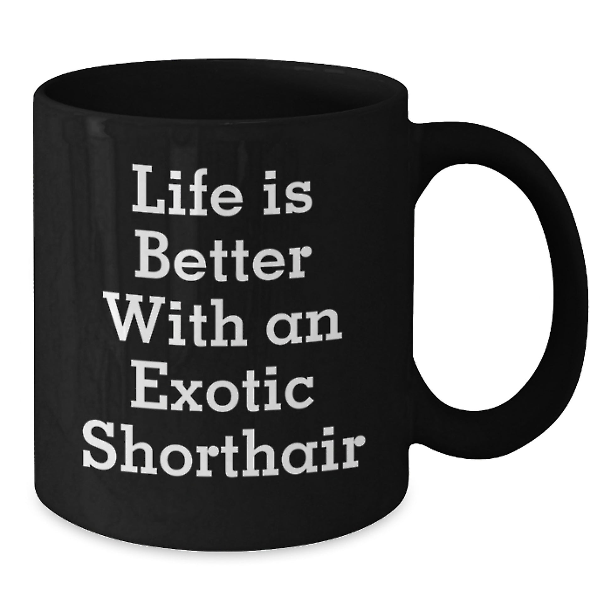 Exotic Shorthair Cat Lovers Gifts from Family, Inspirational Black Coffee Mug for Graduation 'Life Is Better With An Exotic Shorthair' - Additional