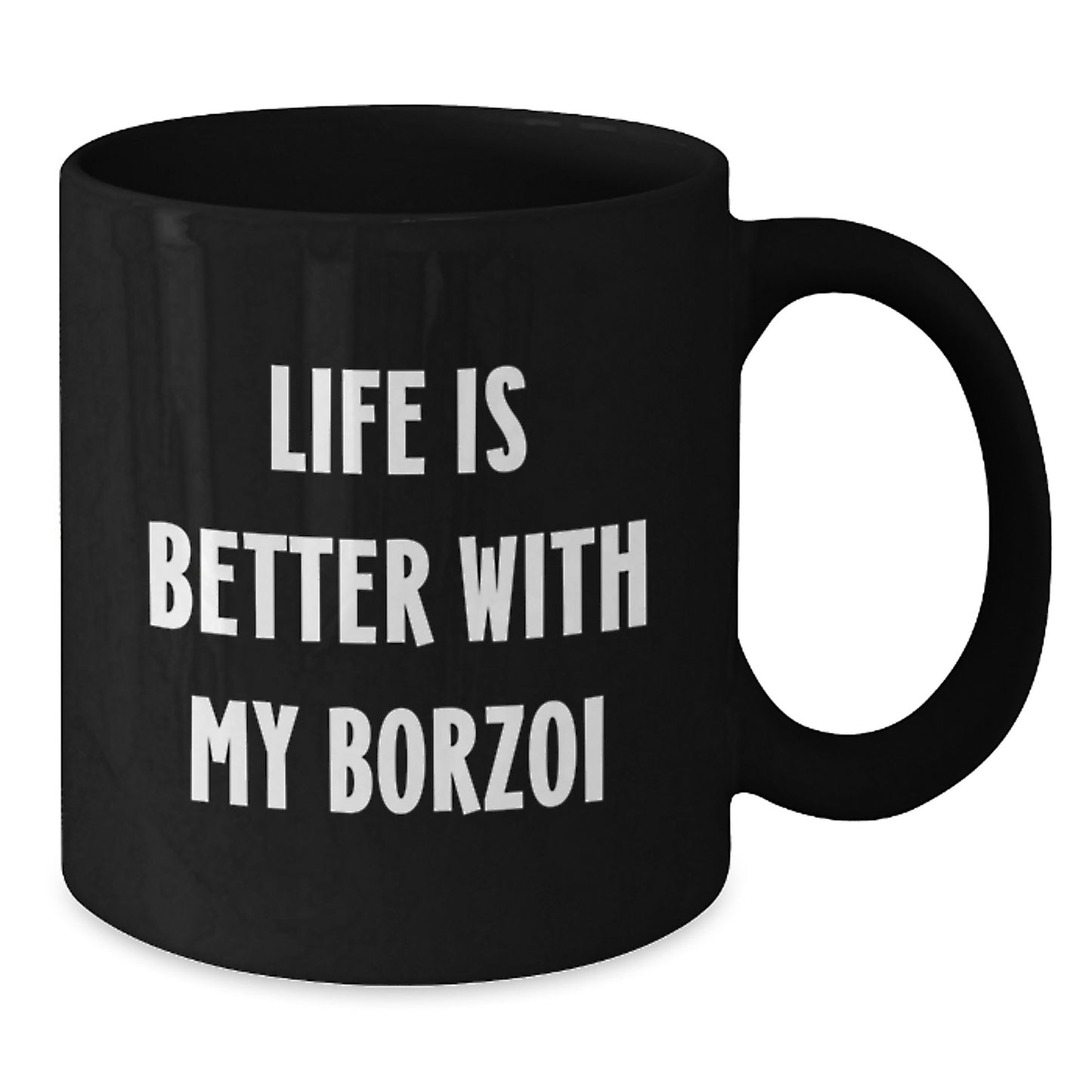 Borzoi Dog Lover Gifts from Men - Funny Borzoi Dog Valentine's Unique Gifts, Black Coffee Mugs for Friends, Coworkers, Family - Additional