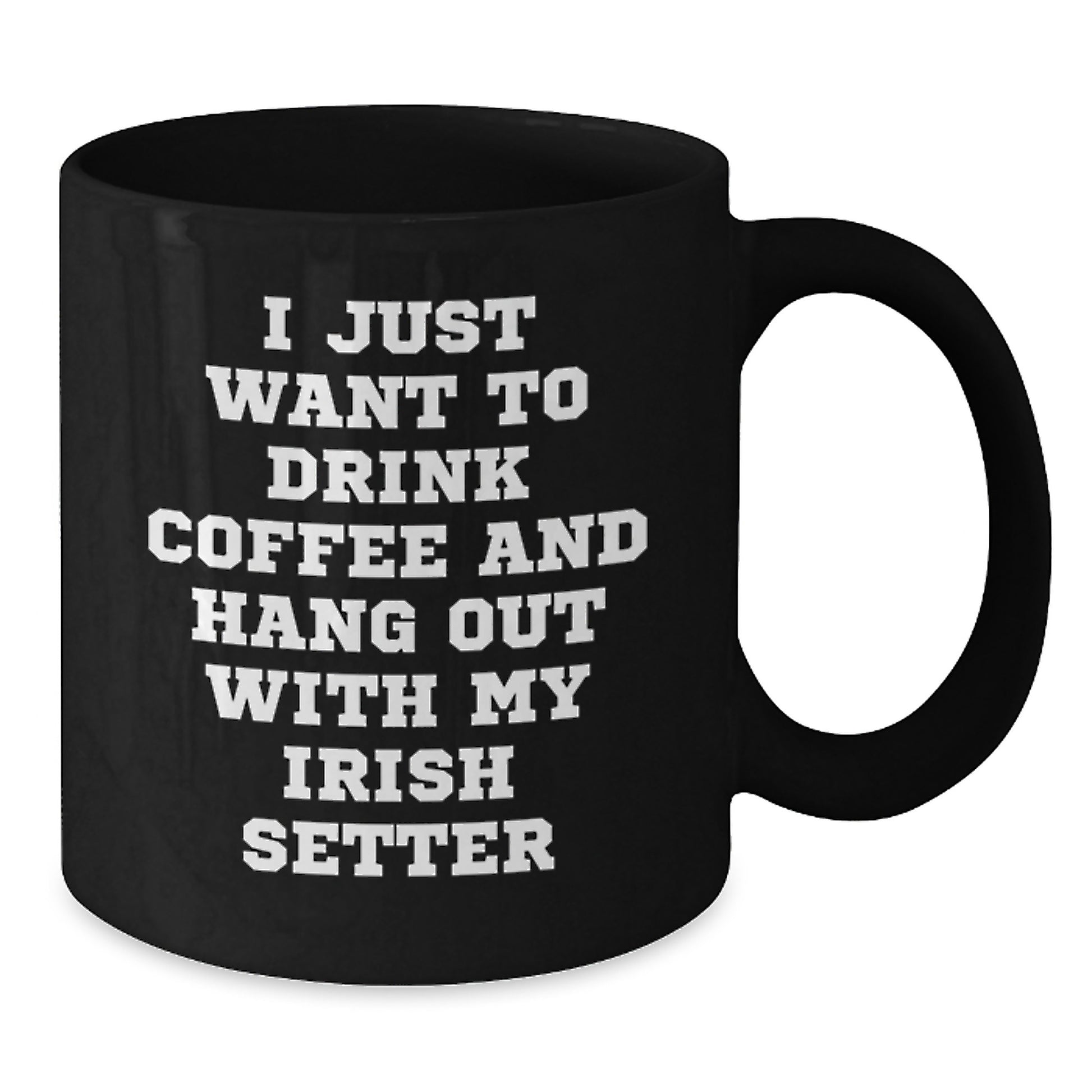 Irish Setter Dog Coffee Mug Gifts for Men, Women, Friends, Family - 'I Just Want To Drink Coffee And Hang Out With My Irish Setter' Funny Quote, Black, 11oz/15oz - Additional