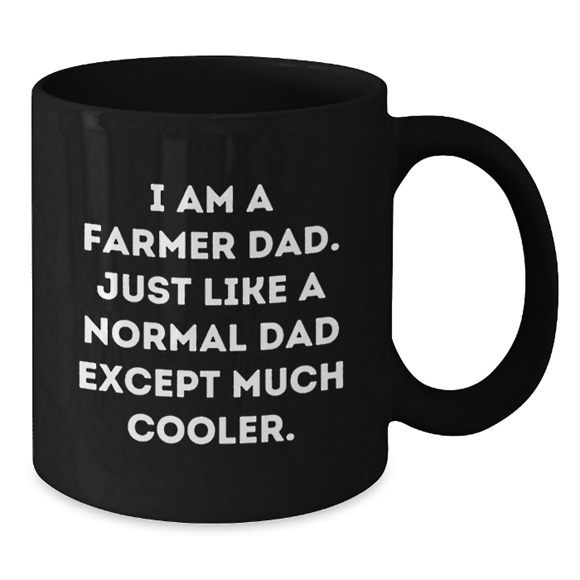 Funny Farmer Gifts for Dad - 'I Am A Farmer Dad' Black Coffee Mug, Unique Christmas Memorable Presents for Men from Family - Additional