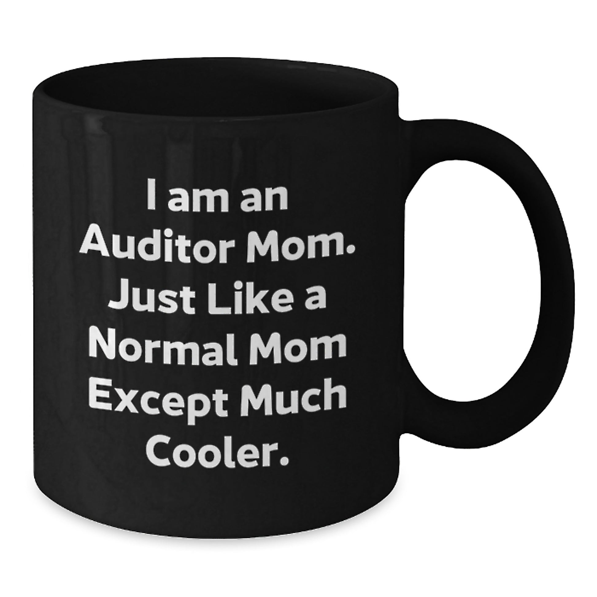 Funny Auditor Gifts for Women, 'I Am An Auditor Mom' Black Coffee Mug, Christmas Unique Presents for Mom, 11oz, 15oz - Additional