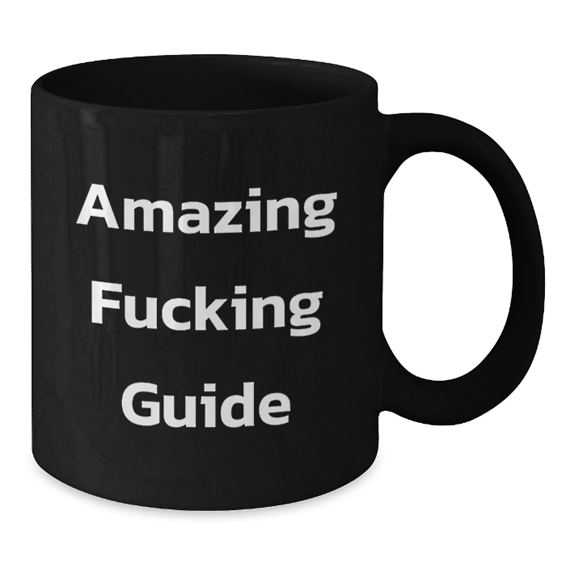Funny Guide Gifts for Him, Black Coffee Mug, Gifts from Men to Guide Lovers, Unique Christmas Unique Gifts for Guide Enthusiasts, 'Amazing F--king Guide' - Additional