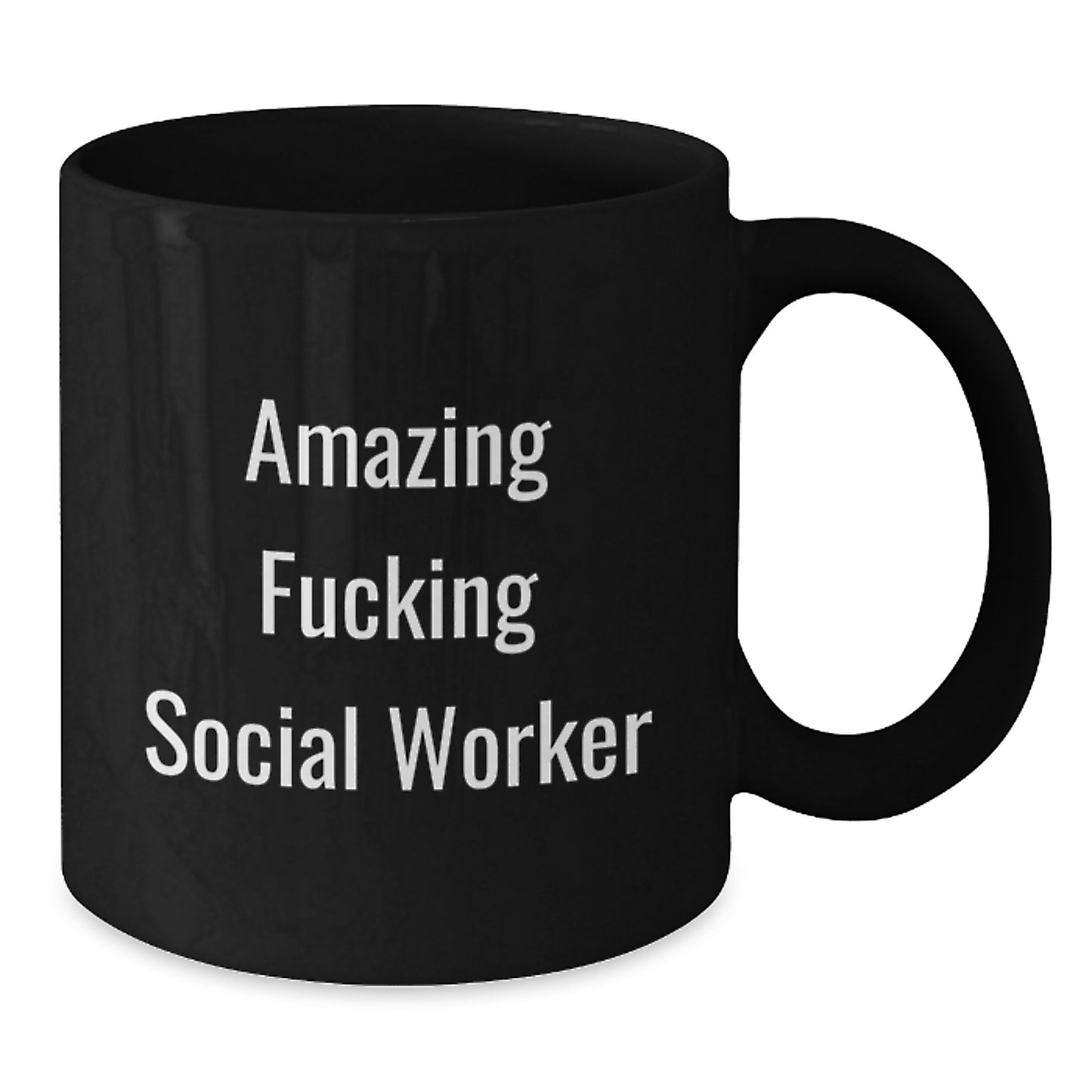 Funny Social Worker Gifts for Men, Women, Friends, Coworkers, Family - Black Coffee Mug with 'Amazing F--king Social Worker' Quote, Christmas Unique Gifts from Men, Women, Friends, Coworkers, Family - Additional