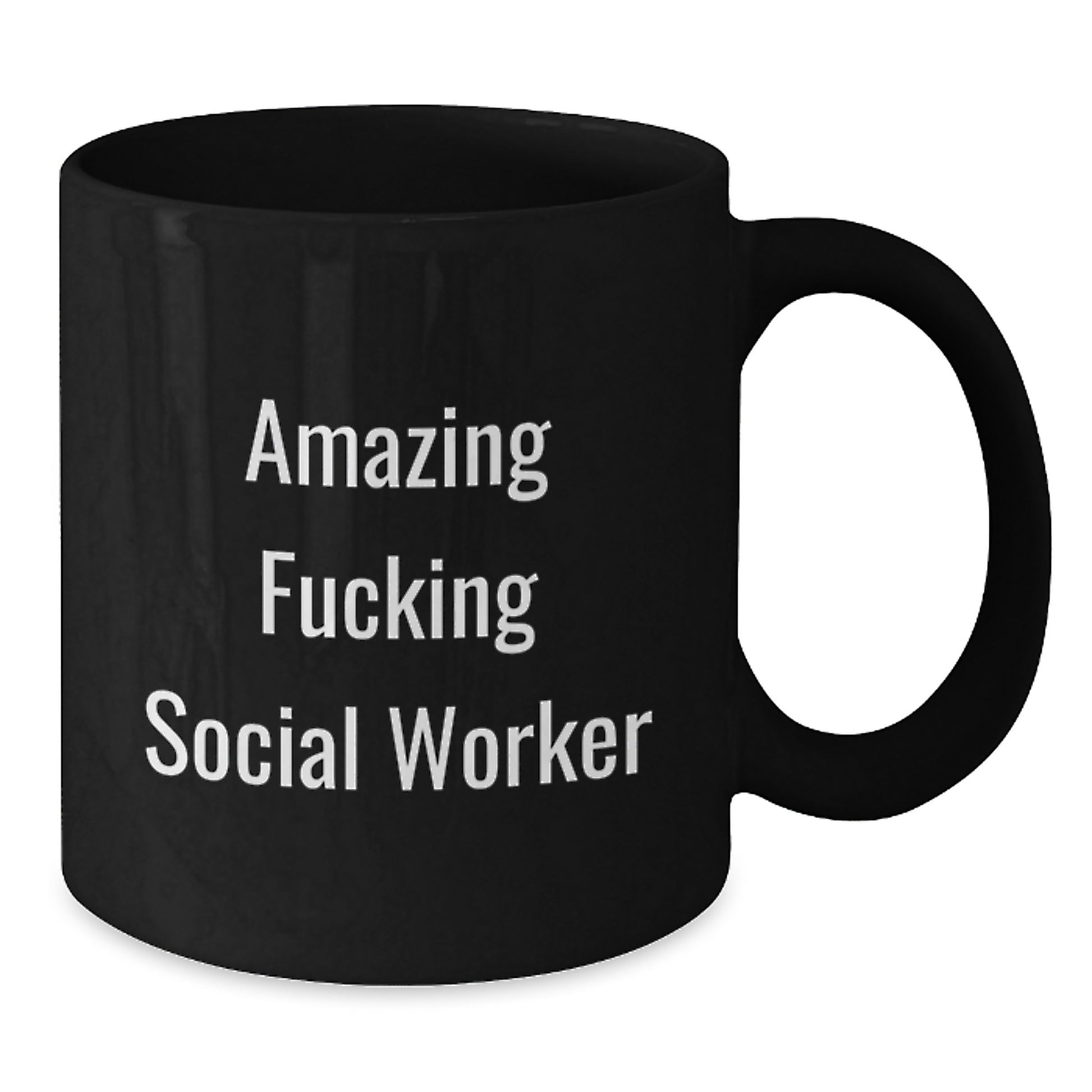 Funny Social Worker Gifts for Men, Women, Friends, Coworkers, Family - Black Coffee Mug with 'Amazing F--king Social Worker' Quote, Christmas Unique Gifts from Men, Women, Friends, Coworkers, Family - Additional