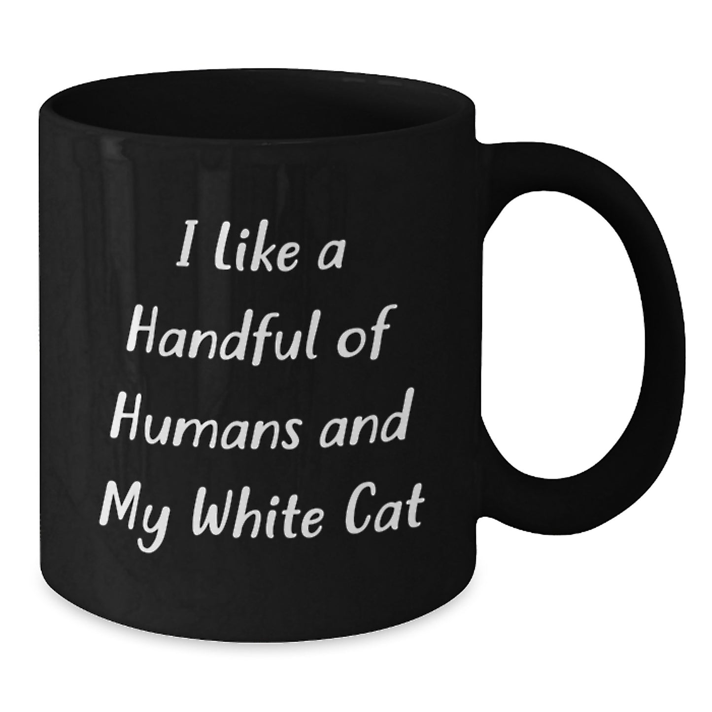 Funny White Cat Gifts for White Cat Lovers, Unique Black Coffee Mug, Christmas Unique Gifts from Friends to Friends - Additional