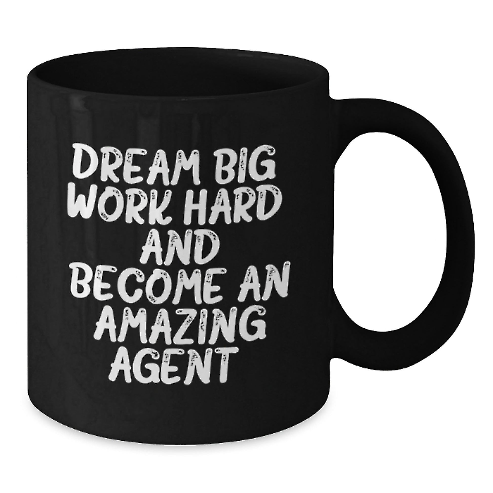 Funny Agent Gifts from Family - Dream Big Work Hard Black Coffee Mug, Unique Christmas Memorable Presents for Agent Friends - Additional