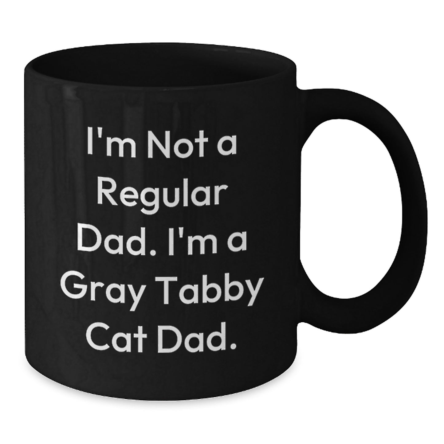 Funny Gray Tabby Cat Dad Black Coffee Mug Gifts from Men to Friends for Christmas - Additional