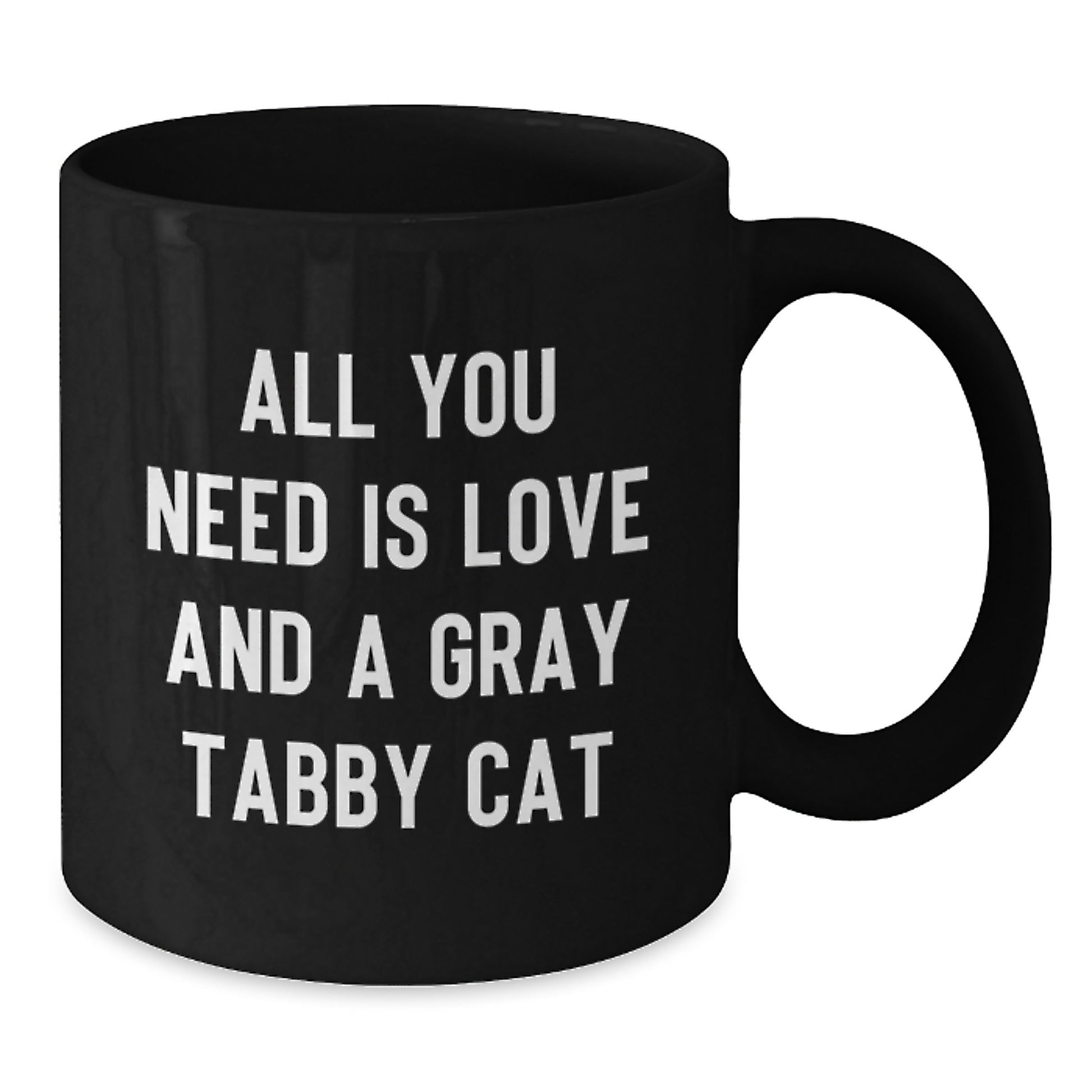Gray Tabby Cat Inspirational Black Coffee Mug Gifts from Men for Women Friends Family - All You Need Is Love - Additional