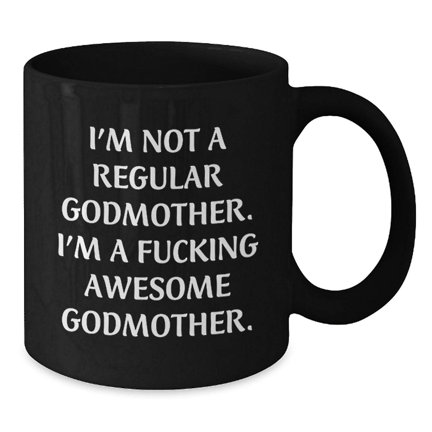 Funny Godmother Gifts from Men, Women, Friends and Family for Awesome Godmothers, Black Coffee Mug with Christmas Unique Presents - Additional