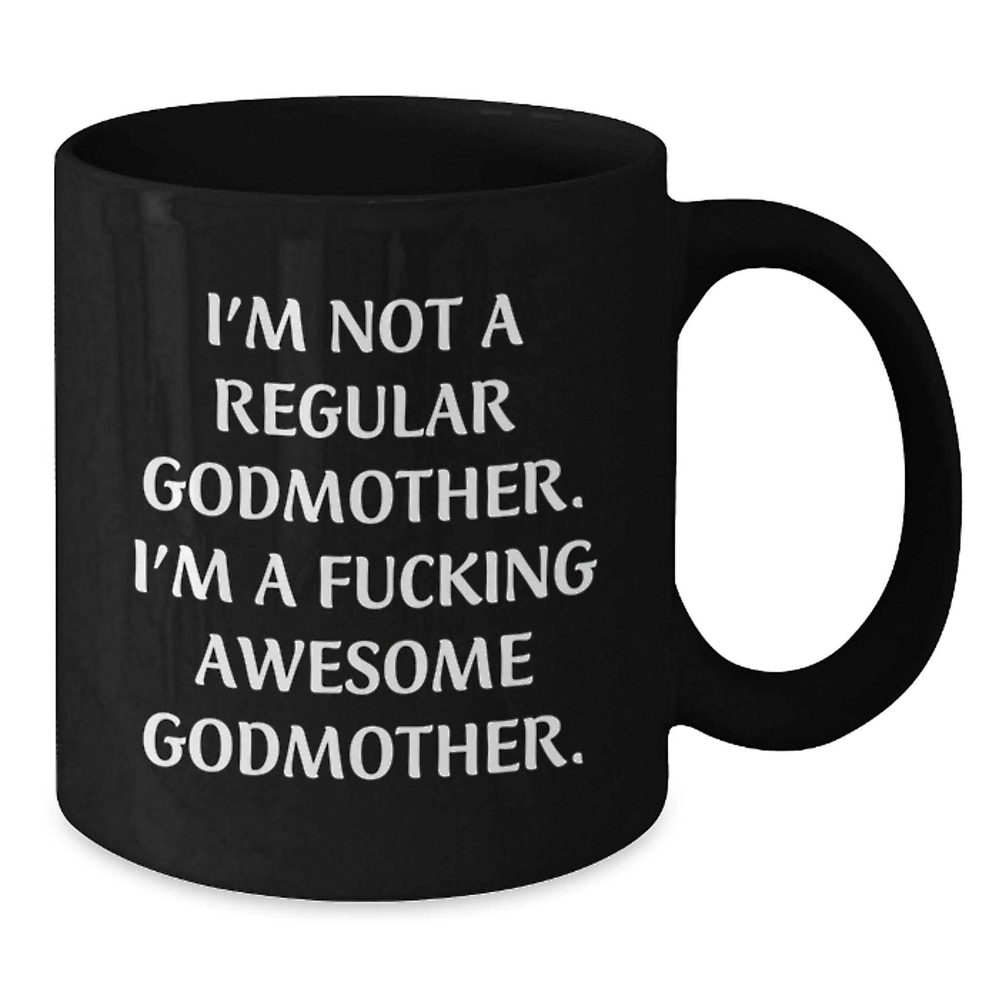Funny Godmother Gifts from Men, Women, Friends and Family for Awesome Godmothers, Black Coffee Mug with Christmas Unique Presents - Additional