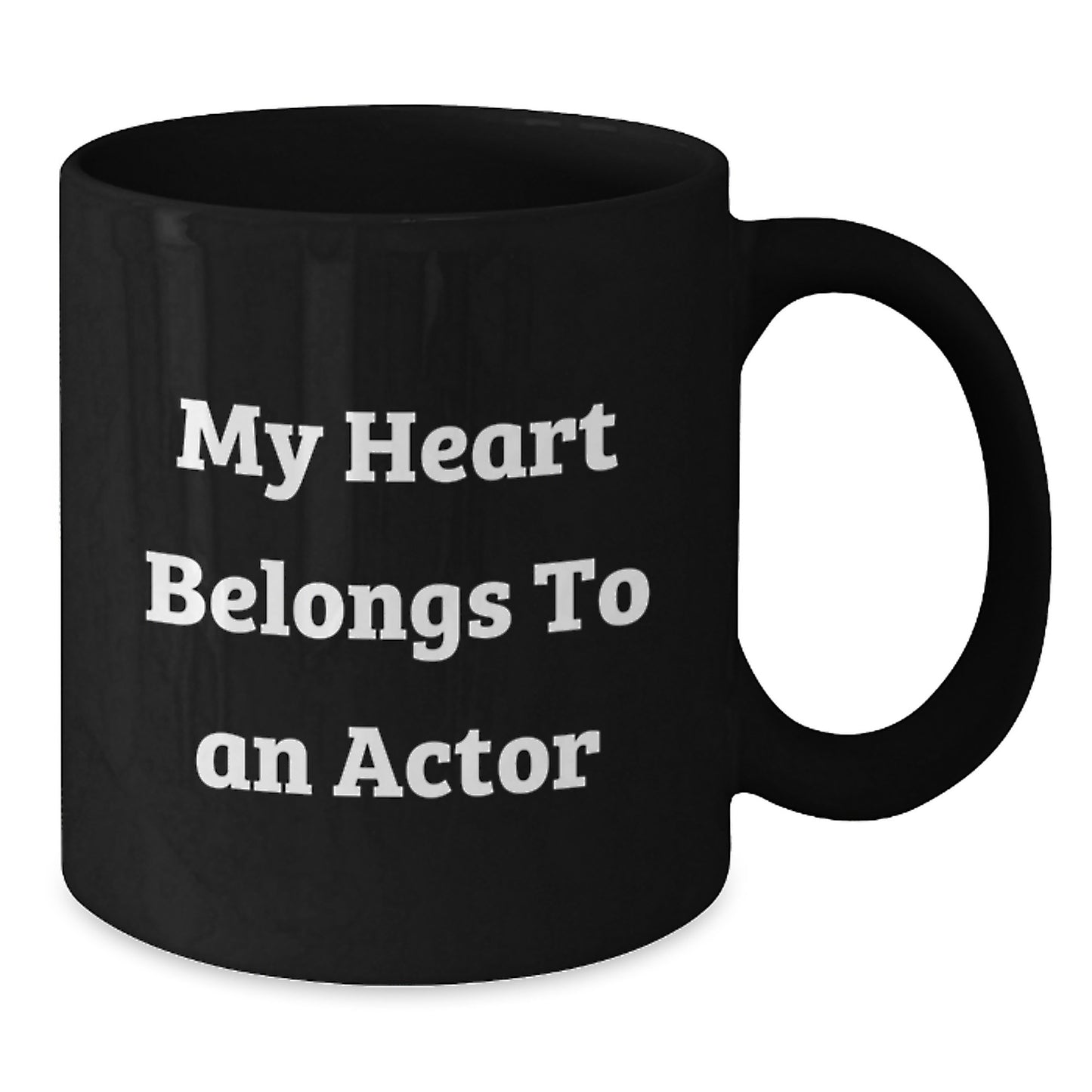 Funny Actor Gifts from Friends, Christmas Unique Mugs for Actor Lovers, My Heart Belongs To An 'Actor' Black Coffee Mug - Additional