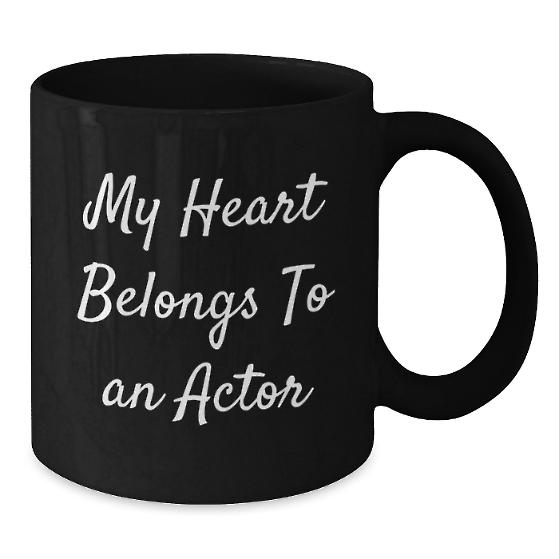 Funny Actor Gifts for Him, Black Coffee Mug, Christmas Unique Gifts from Friends, 'My Heart Belongs To An Actor' - Additional