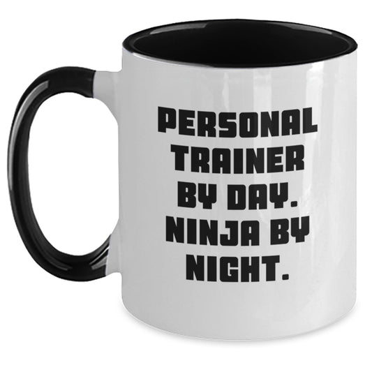 Personal Trainer By Day, Ninja By Night, Funny Two Tone Coffee Mug, Birthday Unique Gifts for Men, Gifts from Friends, Unique Birthday Unique Gift Ideas - Main