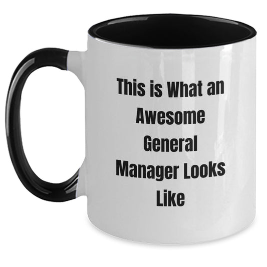 Funny General Manager Gifts from Friends for Awesome Boss, Two Tone Coffee Mug, This Is What An Awesome General Manager Looks Like, Graduation Unique Gifts - Main