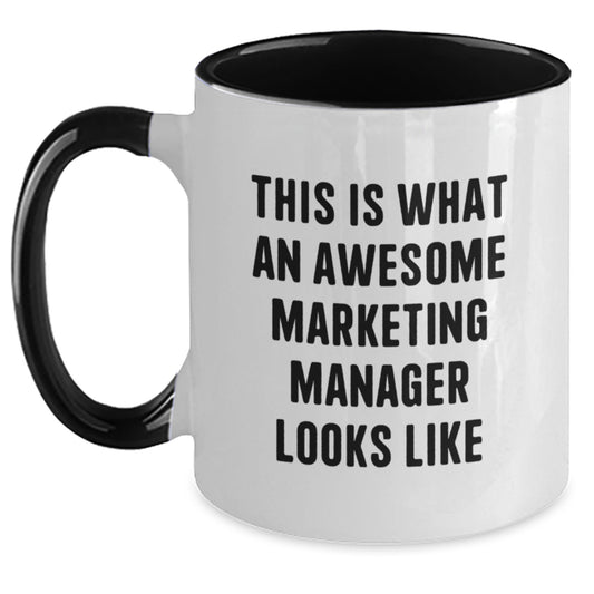 Funny Marketing Manager Gifts from Friends - This Is What An Awesome Marketing Manager Looks Like, Two Tone Coffee Mug for Birthday, Marketing Manager Appreciation - Main
