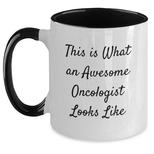Funny Oncologist Gifts from Friends, Gifts for Oncologist Birthday, Two Tone Coffee Mug - This Is What An Awesome Oncologist Looks Like - Main