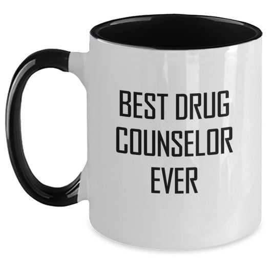 Funny Best Drug Counselor Ever Gifts from Men to Friends, Unique Two Tone Coffee Mugs for Graduation - Main