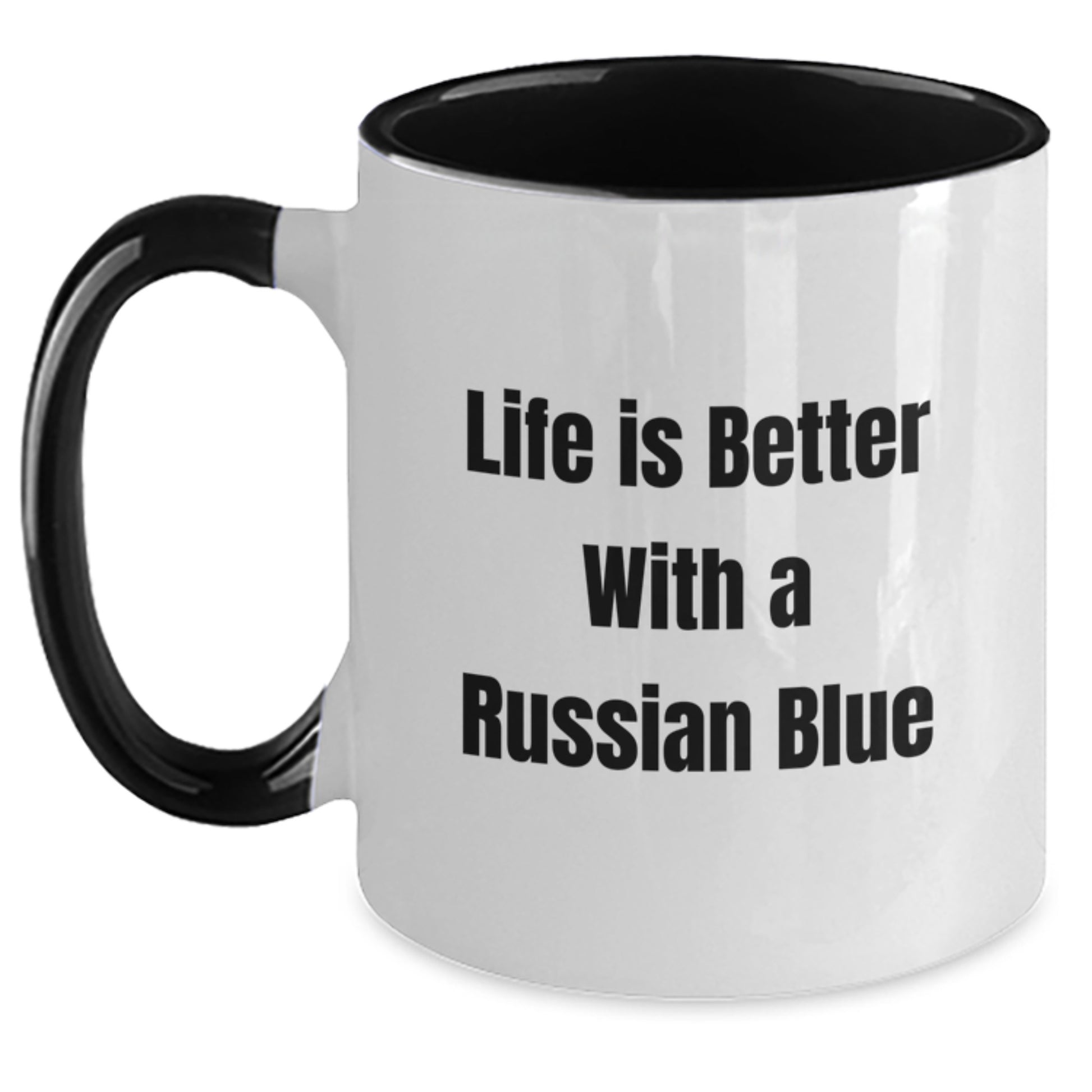 Russian Blue Cat Gifts - Funny Quote Mugs for Graduation, Two Tone Coffee Mug with Inspirational Life Is Better Quote, Gifts from Family & Friends for Russian Blue Cat Lovers - Main