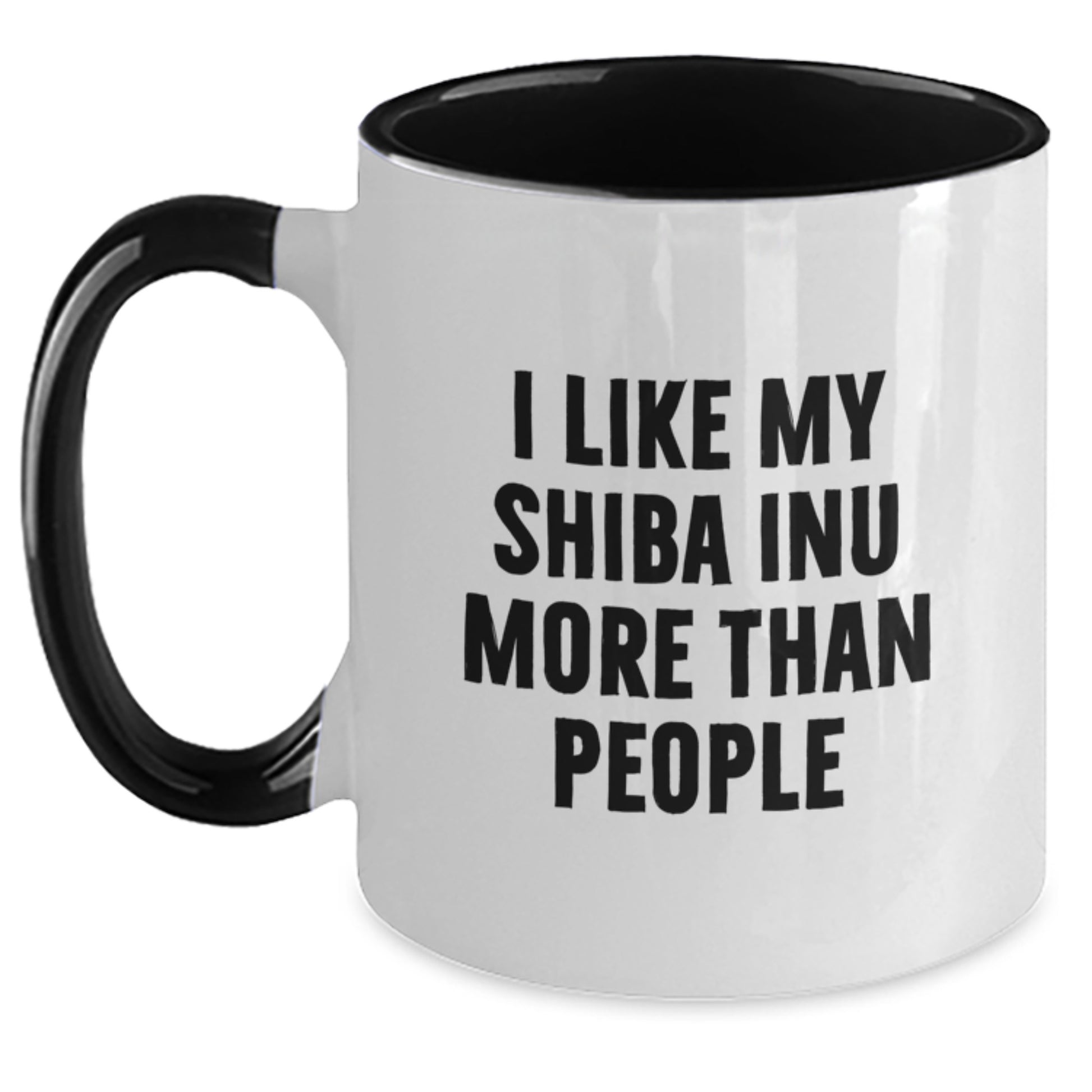 Shiba Inu Dog Lovers Gifts - Funny Quote Coffee Mug for Birthday from Friends or Family, I Like My Shiba Inu More Than People, Two Tone Ceramic Mug - Main