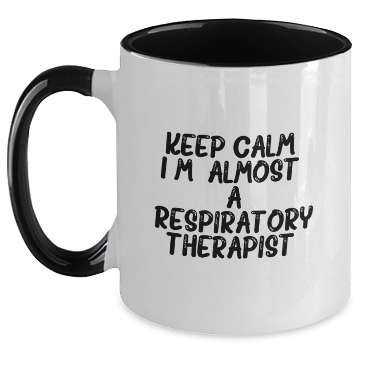 Funny Respiratory Therapist Gifts, Keep Calm I'm Almost a Respiratory Therapist Mug, Unique Two Tone Coffee Mugs for Respiratory Therapists Christmas - Main