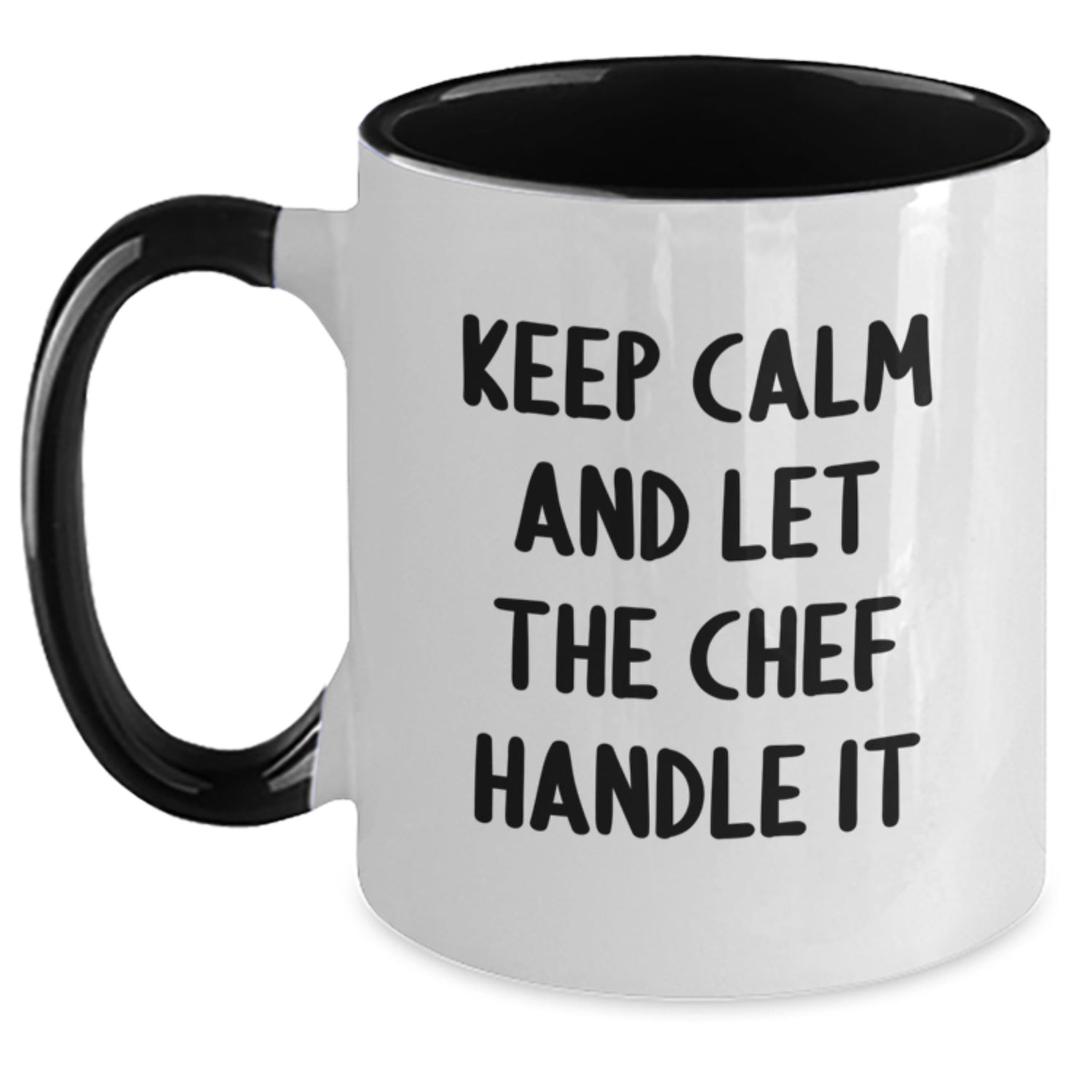 Funny Keep Calm Gifts from Men for Chef Friends - Two Tone Coffee Mug for Christmas Unique Presents - Main