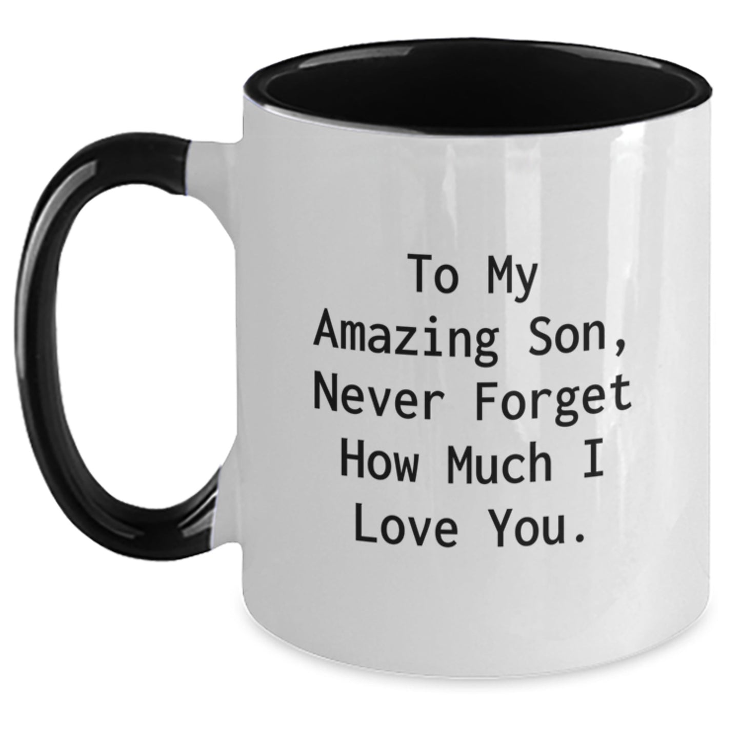Funny Son Gifts for Him - To My Amazing Son Never Forget How Much I Love You - Unique Two Tone Coffee Mug Gifts from Family, Friends, Mom, Dad on Christmas - Main
