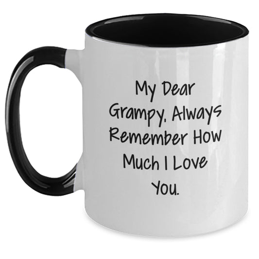 Funny Grampy Gifts from Men to Grampy - Two Tone Coffee Mug with 'My Dear Grampy Always Remember How Much I Love You' Quote, Christmas Unique Gifts for Family Friends - Main